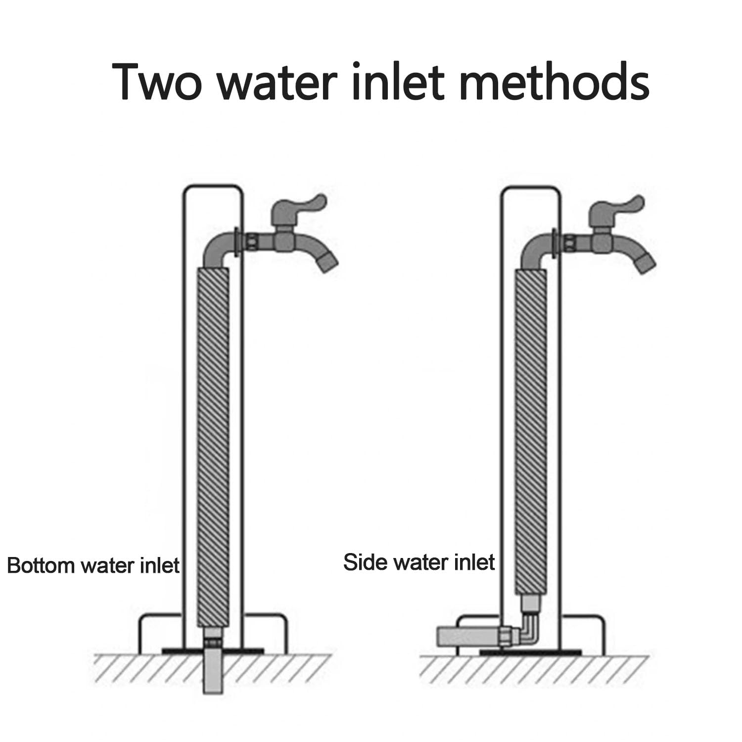 Colonna Del Rubinetto da Giardino In Acciaio Inossidabile 304, Fontana D'acqua Indipendente con Rubinetto A Doppia Uscita E Tubo Interno In Acciaio Inox, per Esterno Casa Giardino