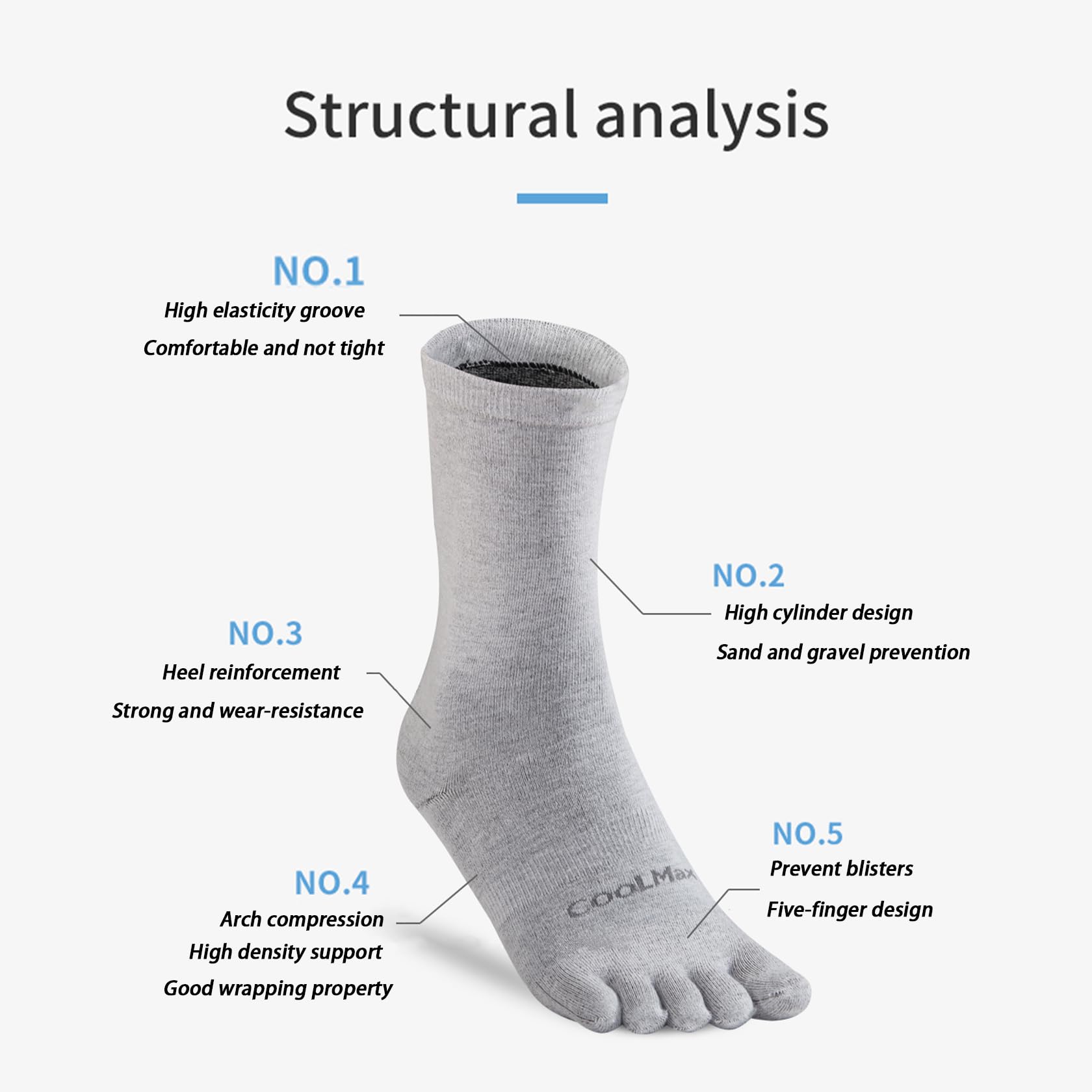 Toe Socks Liner Crew Socks Dla Mężczyzn Kobiety Coolmax Five Finger Socks 3 Pary Running Socks