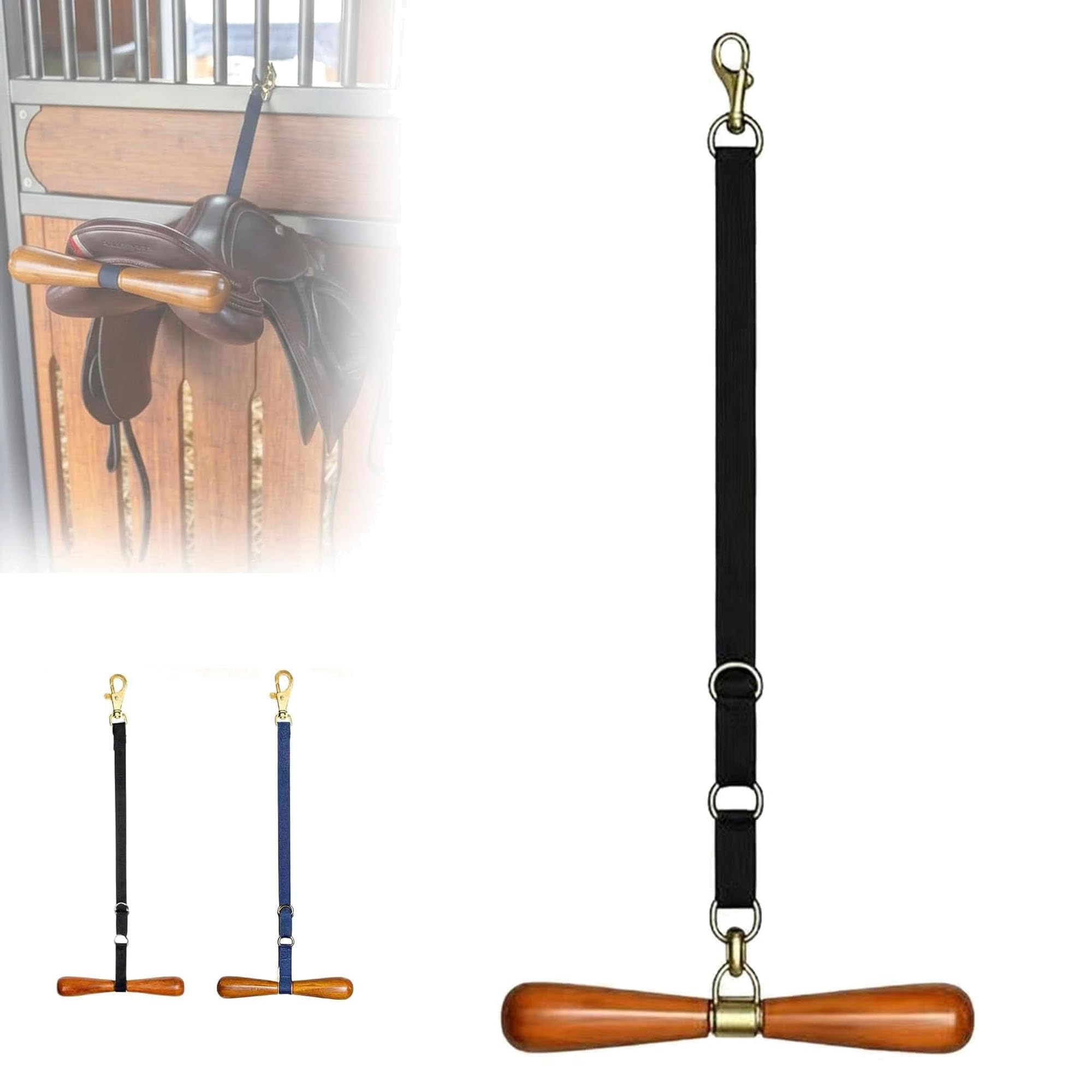 Colgador en forma de T con forma de silla de montar para guardar aparejos de caballo, soporte resistente en forma de T para organizar los aparejos de viaje para concursos hípicos (negro)