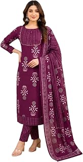 KD Women's Cotton Straight Printed Kurta And Pant Set With Dupatta | Ethnic Set | Dupatta Set | Suit Set | Kurta Set | Wedding Suit