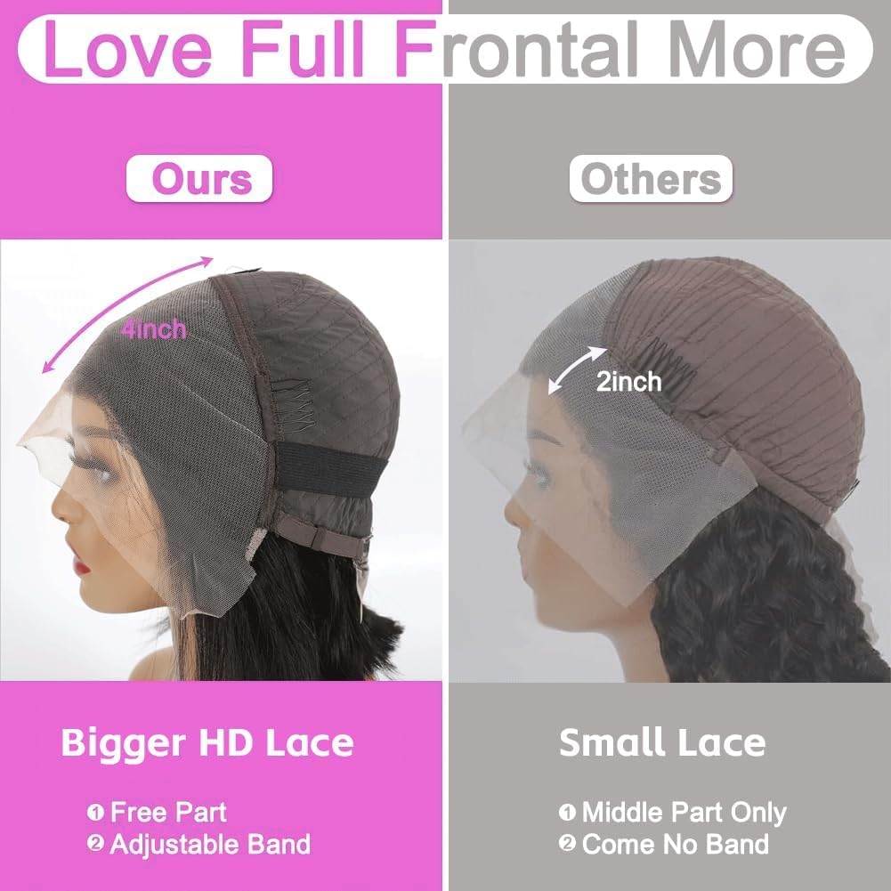 Short Bob Wig Human Hair Straight 13x4 Frontal HD Transparent Lace Front Wigs 100 Percent Real Human Hair Black Bob Wig for Women Pre Plucked 180% Density Natural Color 12 Inch