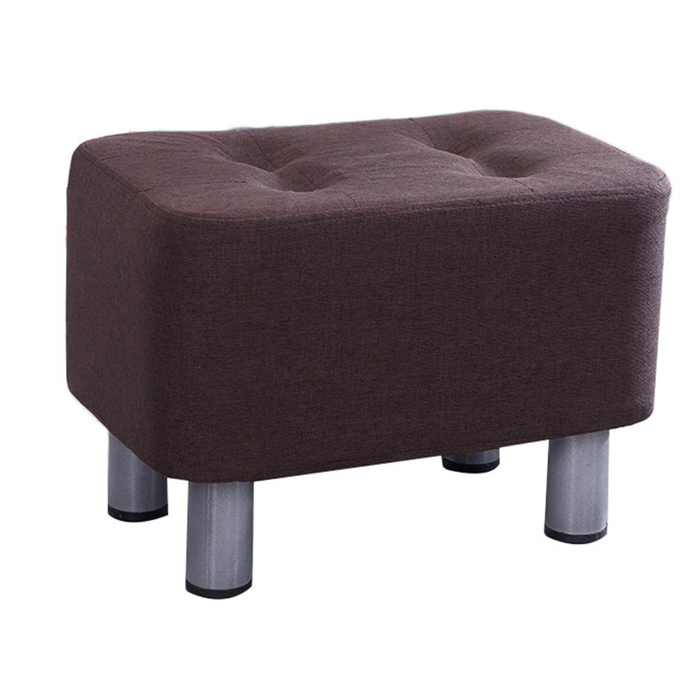 Tabouret pouf canapé petit repose-pieds en tissu marron et bois