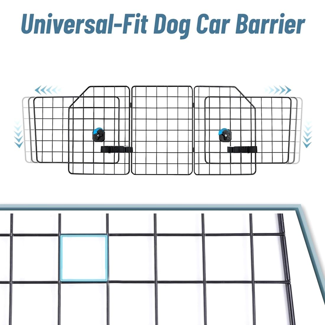 Barrière de Voiture pour Chien Pliable, Ajustable et Universelle, Grille de Protection en Métal pour Voiture, Accessoire de Sécurité pour Le Voyage des Animaux de Compagnie.