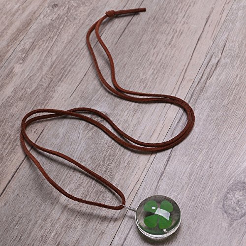 Luoem Oval Pendant Flower Pressed Necklace Dried Leaves Clover Necklace For Women Girls #TOP5