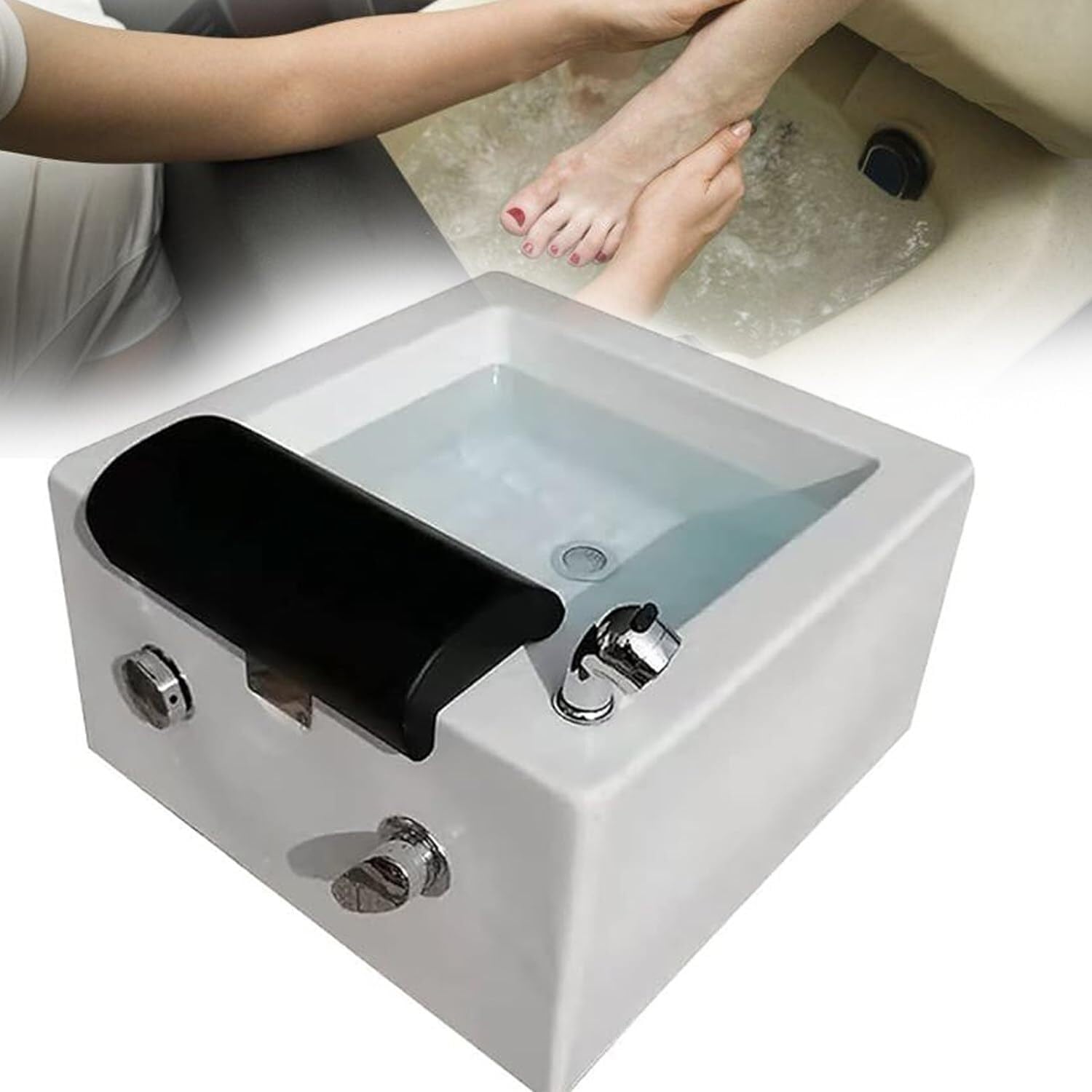 WLYPE Acrylic Foot Spa Bathtub Pedicure Foot Spa Massager, Foot Bath Basin with Heat and Massage and Jets, Portable Pedicure Spa, Foot Bath Spa Improve Blood Circulation(A)
