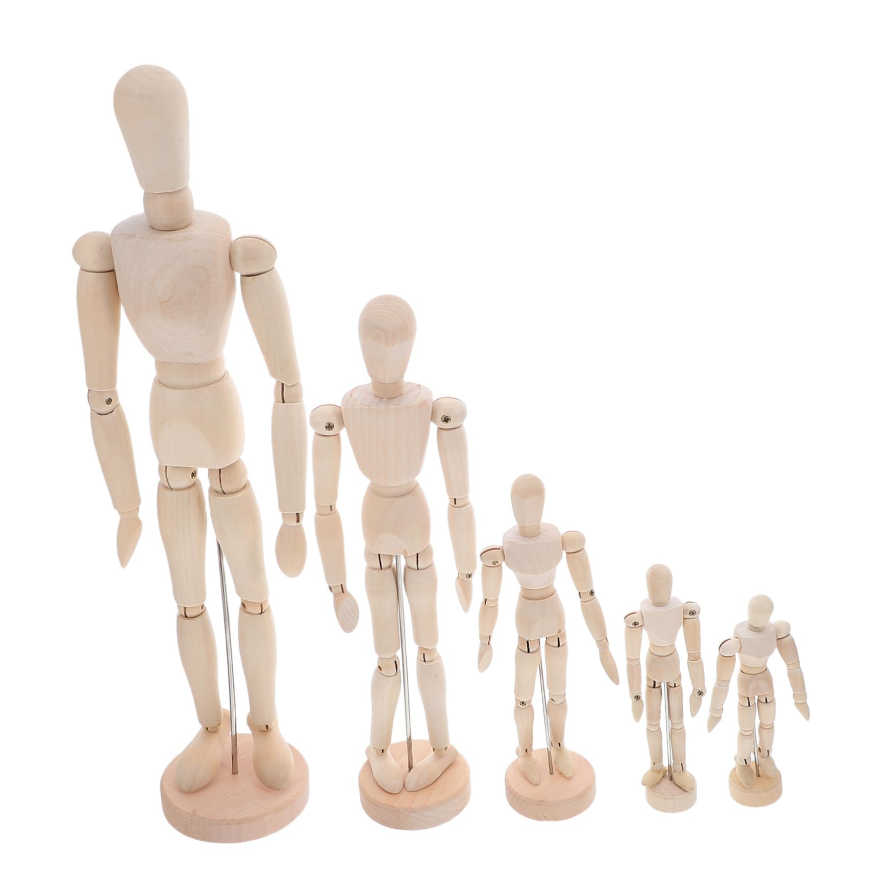 NUOBESTY 5 Pièces Mannequins Dessin Articulés avec Support Stable Modèles Humains Réglables pour Croquis Artistiques Décoration Bureau et Apprentissage Proportions