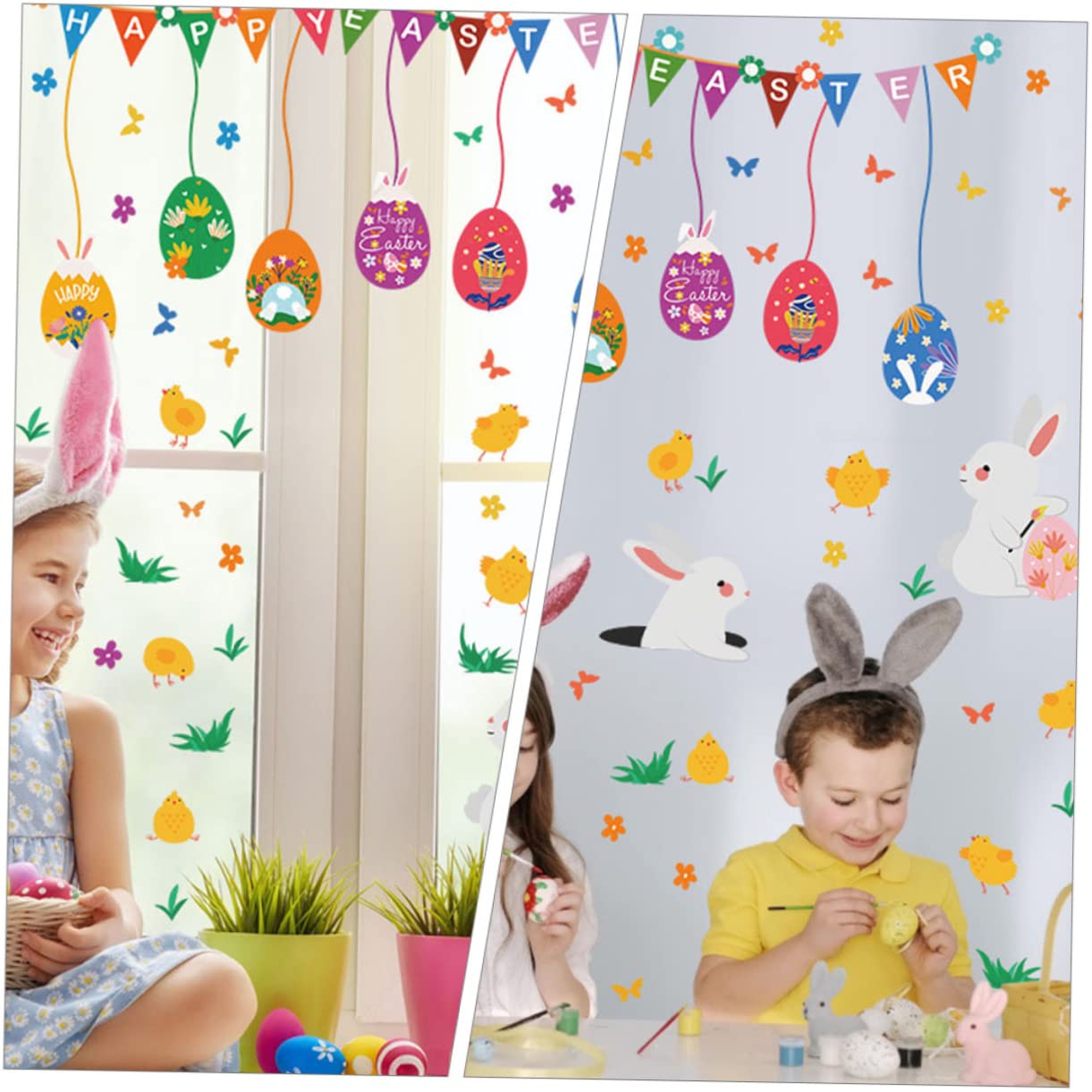 Alipis 5st Wandtattoo Ostern Partygeschenke Ei Partyartikel Für Außendekoration Wandtattoos Füllstoffe Aufkleber Fensterdekoration Zu Ostern Osterdeko Ostern-tapete Pvc