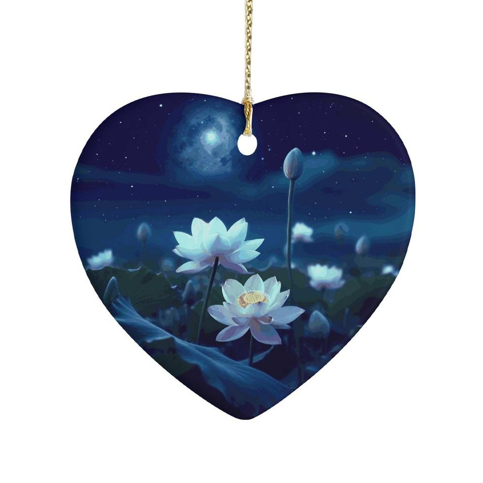 Fekiloot Style Night Lotus Flowers Ceramic Ornament Home Decor Keepsake
