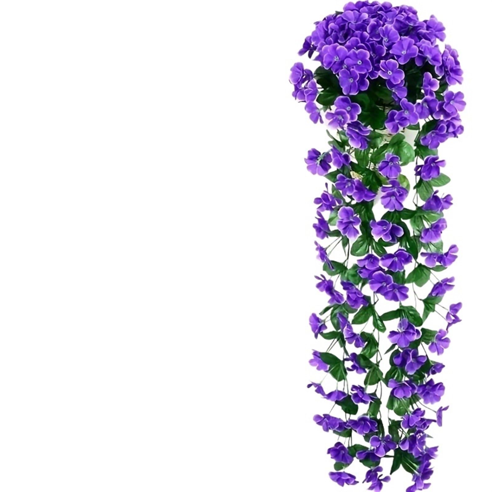 MNUvxzaewf 1pcPlastic Fake Flowers Wall Hanging Plants Wisteria Garland for Wedding Home Garden Decoration(Purple)