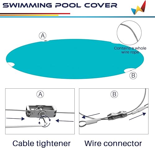 Miniatura 5 de Windscreen4less Cubierta de seguridad redonda de invierno de 9 pies, impermeable, con cable de alambre a lo largo de los bordes, cabrestante para