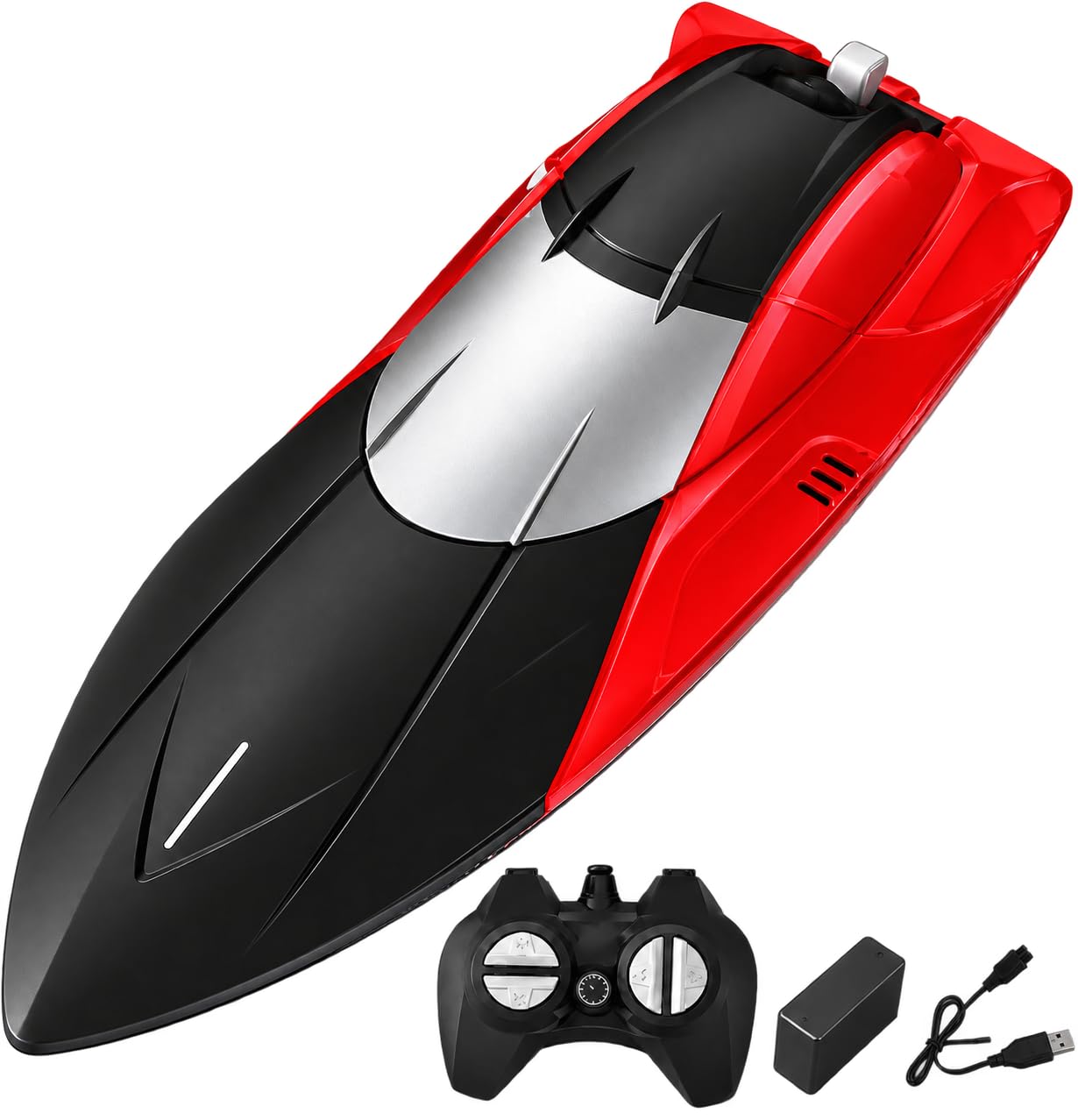 high speed remote control boat toys for kids in water, rc boat toy for kids | 2.4ghz double propeller rc ship toy, long range rc boat with high speed, quick recharge electric motor water boats for kids