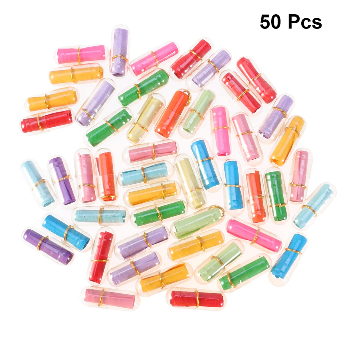 EXCEART 50 pcs Message Bottles Clear Pill Shaped Plastic Message Bottles Lovely Capsule Message Mini Friendship Letter Message Wishing Bottle - Image 2