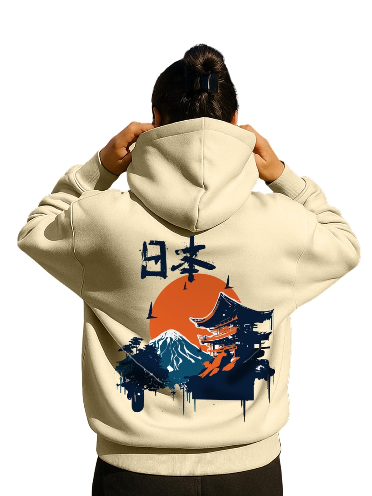 juneberry Cotton Fleece Regular Fit Hooded Sweatshirt Lastest Back Graphic Printed Winter Hoodies for Women (Available in Colors: Black, SOYA Bean, Orange, Marshmellow, White & Lilac)-picture-12