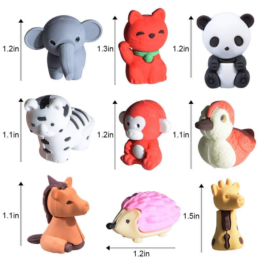 Set da 30 pezzi, collezione di adorabili gomme per matita a forma di animali dello zoo, regalo per bambini e per San Valentino