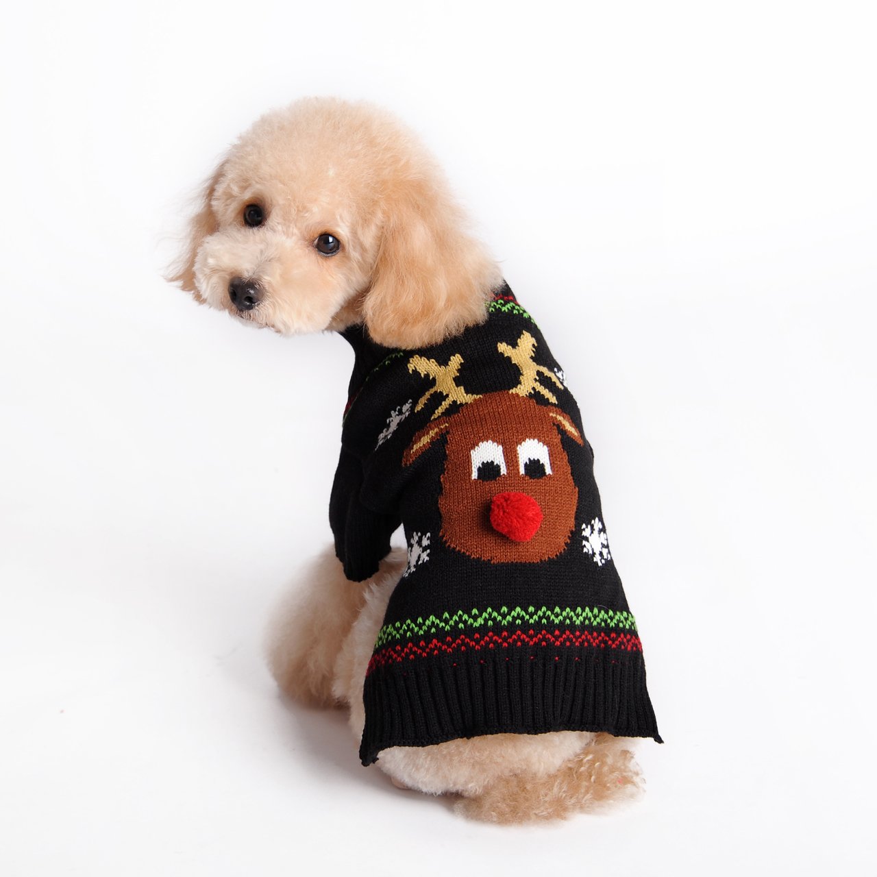 Menpet Pet Holiday Cartoon Reindeer Dog Sweater