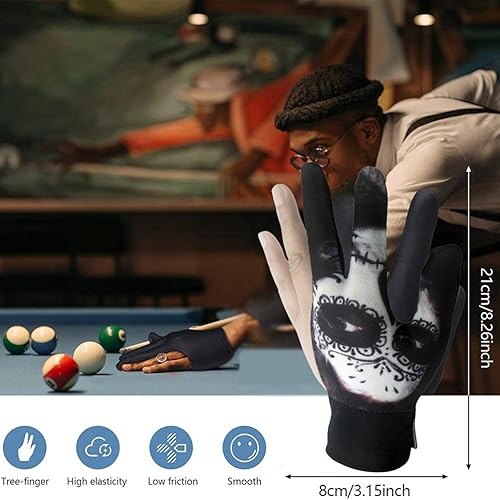 Miniatura 6 de Guantes de billar con 3 dedos para hombres y mujeres, elásticos, antideslizantes, resistentes al desgaste, transpirables, para la mano izquierda