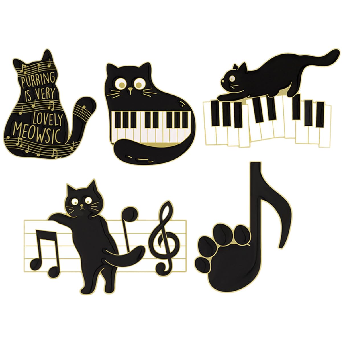 Spilla Con Nota Musicale Di Gatto A Tema Penna Spilla Con Animali Perni Puntine Perno Zaini Spille Di Gatto Nero Spille Divertenti Adesivi Spillo Black Lega