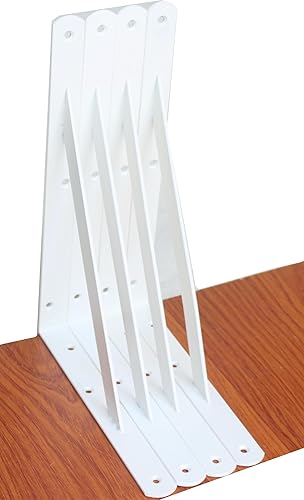 Vista 195 de Paquete de 4 soportes de estante resistentes de 8 pulgadas de largo x 6 pulgadas de alto con tornillos, soportes de estante de metal, soportes