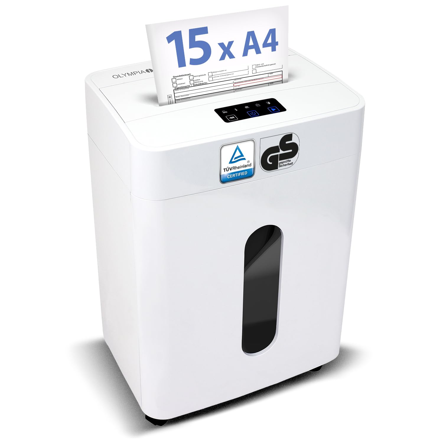 Olympia CC 2515 S Distruggidocumenti | Trituratore per carta & Shredder per documenti, CD, DVD e carte di credito | Trituratore P4 taglio a particelle | 15 fogli | 25 l