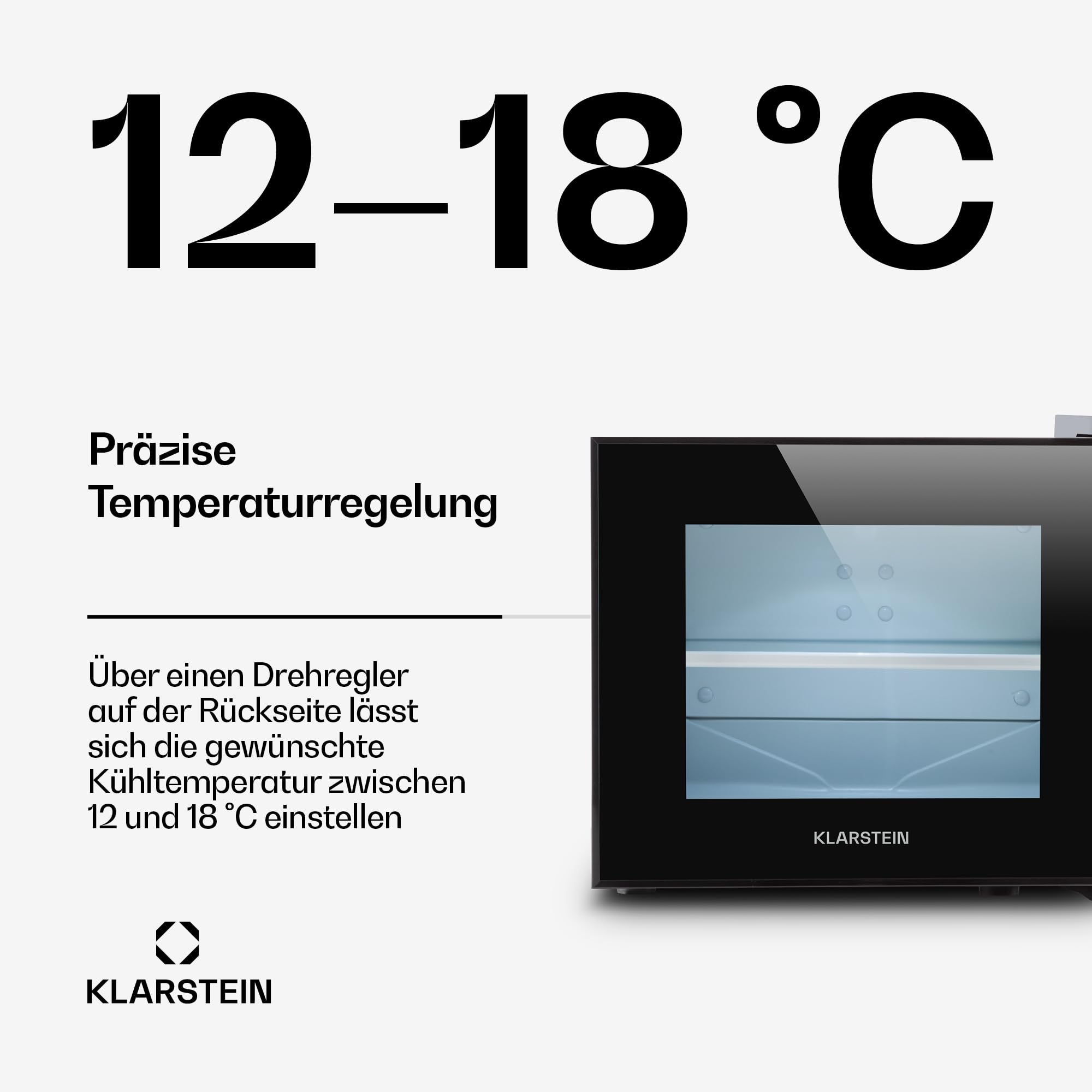 Klarstein Frosty Mini-Kühlschrank - kompakte Minibar mit Thermoelektrischem Kühlsystem, freistehend, 10 Liter Fassungsvermögen, Kühlung: 12-18 °C, schwarz, 33,4 x 30,3 x 31,5 cm (BxHxT)