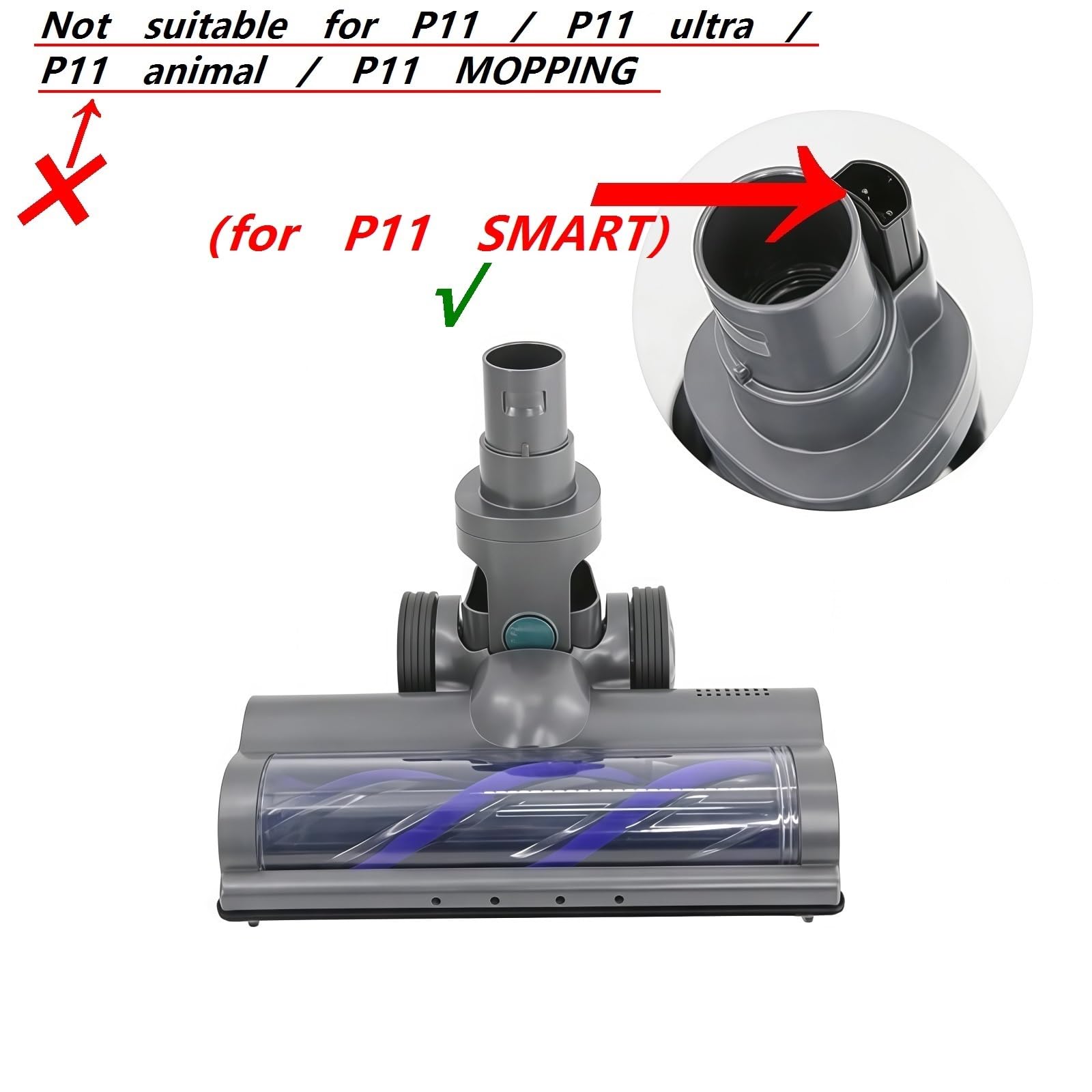 Cepillo de Tierra eléctrico, Compatible con Proscenic P11 Smart. Cabezas de Cepillo de la aspiradora Cabezas de Cepillo de reemplazo Incluyendo Cepillo de rodado