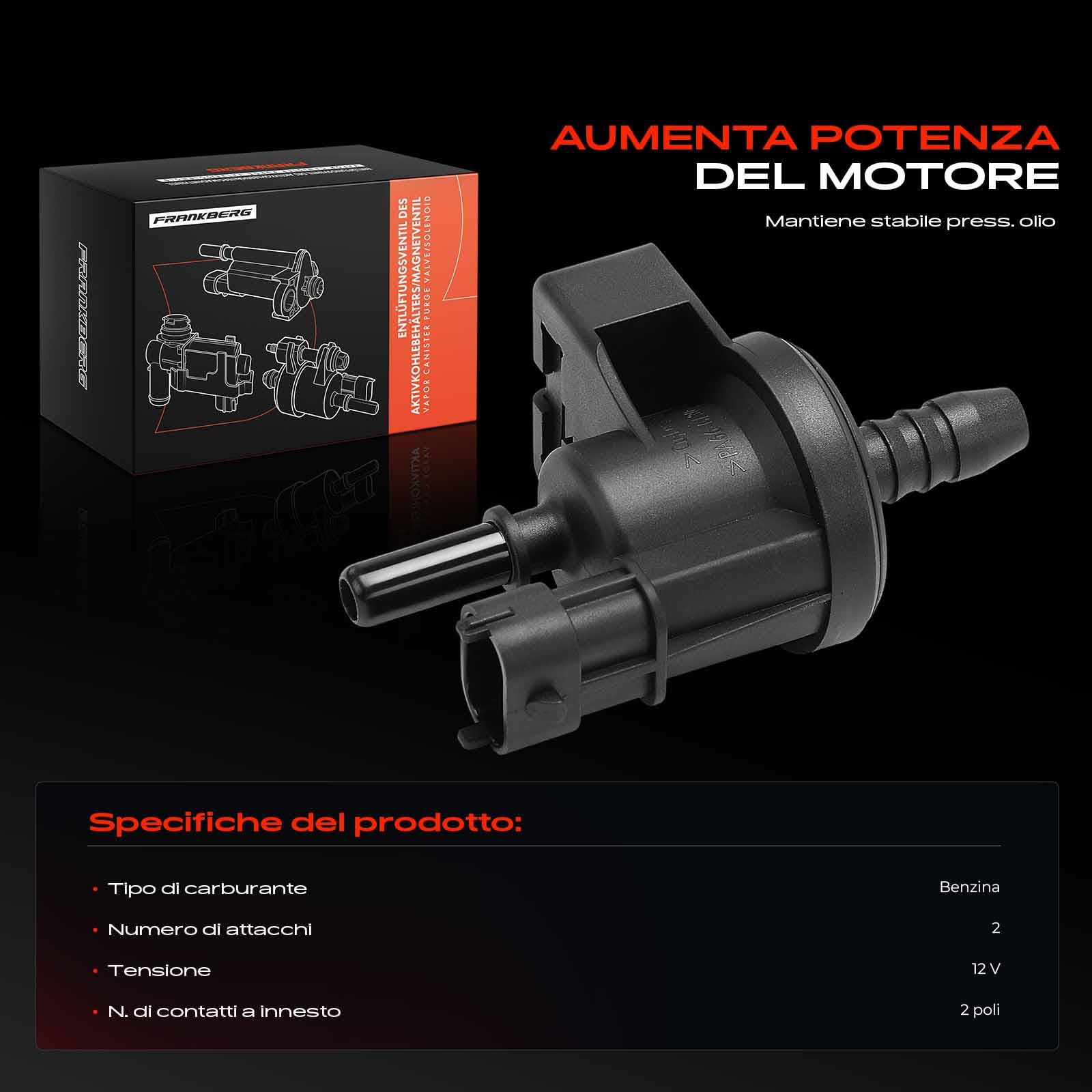 Frankberg Valvola di sfiato Valvola di sfiato serbatoio 2-Poli Benzina Compatibile con Zafira Tourer C P12 Meriva B MPV S10 Astra J P10 Astra J Caravan Astra J Berlina Replace# 55566387