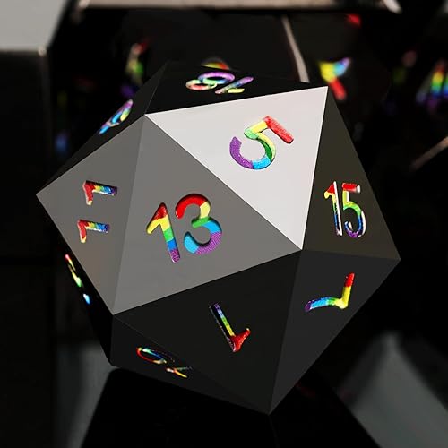 Juego de dados DND de metal, hechos a mano, con borde afilado, juego de dados metálicos D&D con caja de metal de regalo para juego de mesa de