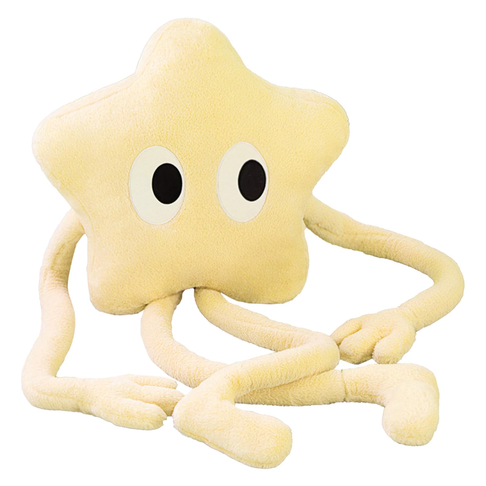 SUNGOOYUE Cuscino Morbido a Forma di Stella, Cuscino Imbottito in Peluche, Decorativo con Gambe Lunghe, Bambola di Peluche Carina per Bambine (stella gialla)
