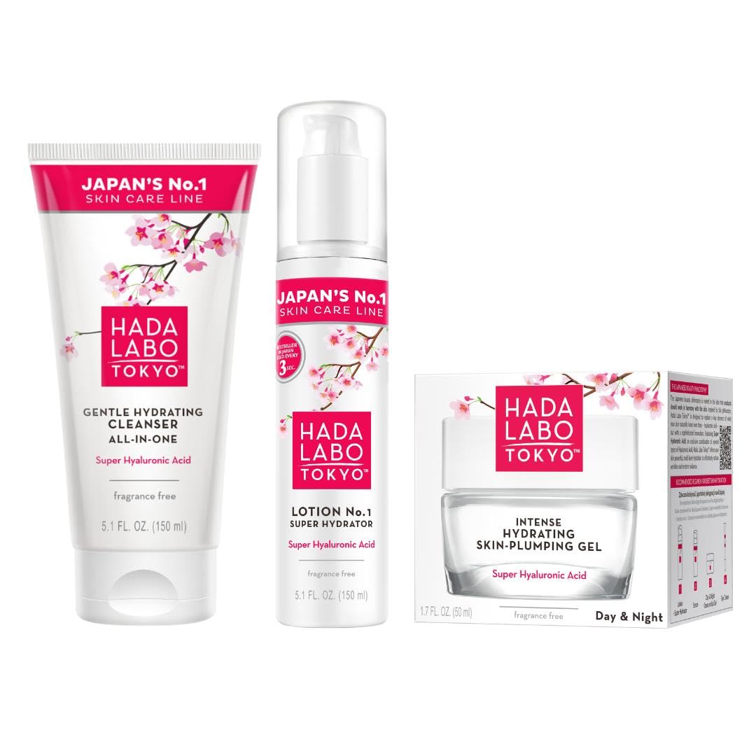 Hada Labo Tokyo - Super Hyaluronic 3 Step Bundle, 1 x 150 ml Gentle Hydrating...
