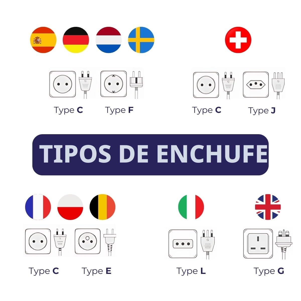 Zenitech - Juego de 7 enchufes y 3 interruptores de titanio - Artezo