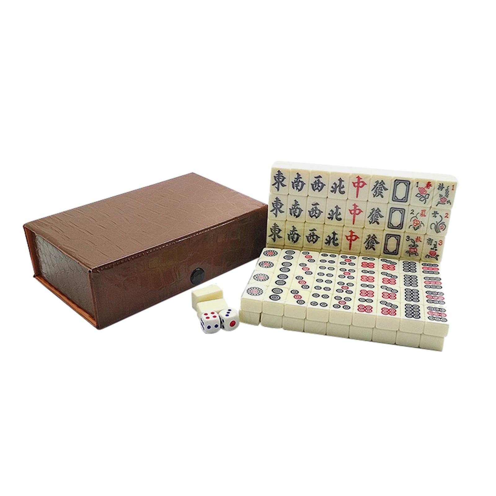 Portable Travel Mahjong Set with Storage Box for Travel Party Adults Kids