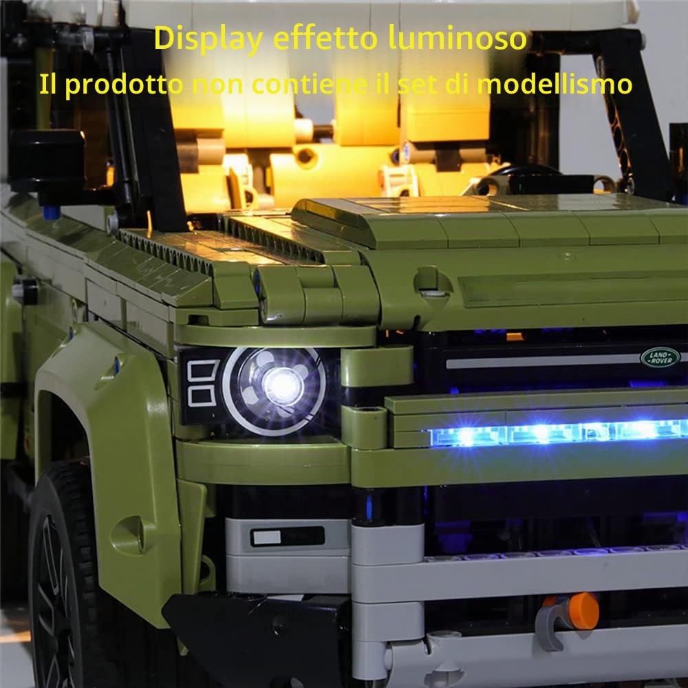 GEAMENT Set di Luci LED Compatibile Con LEGO Land Rover Defender Modello da Costruire – Kit di illuminazione per Technic 42110 (Modello di mattoncini non incluso)