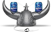 Vista 8 de BLKSMITH Casco para beber, sombrero vikingo con pajitas con capacidad para 2 latas, ajustable para adaptarse a cabezas de 16 a 24 pulgadas, regalos