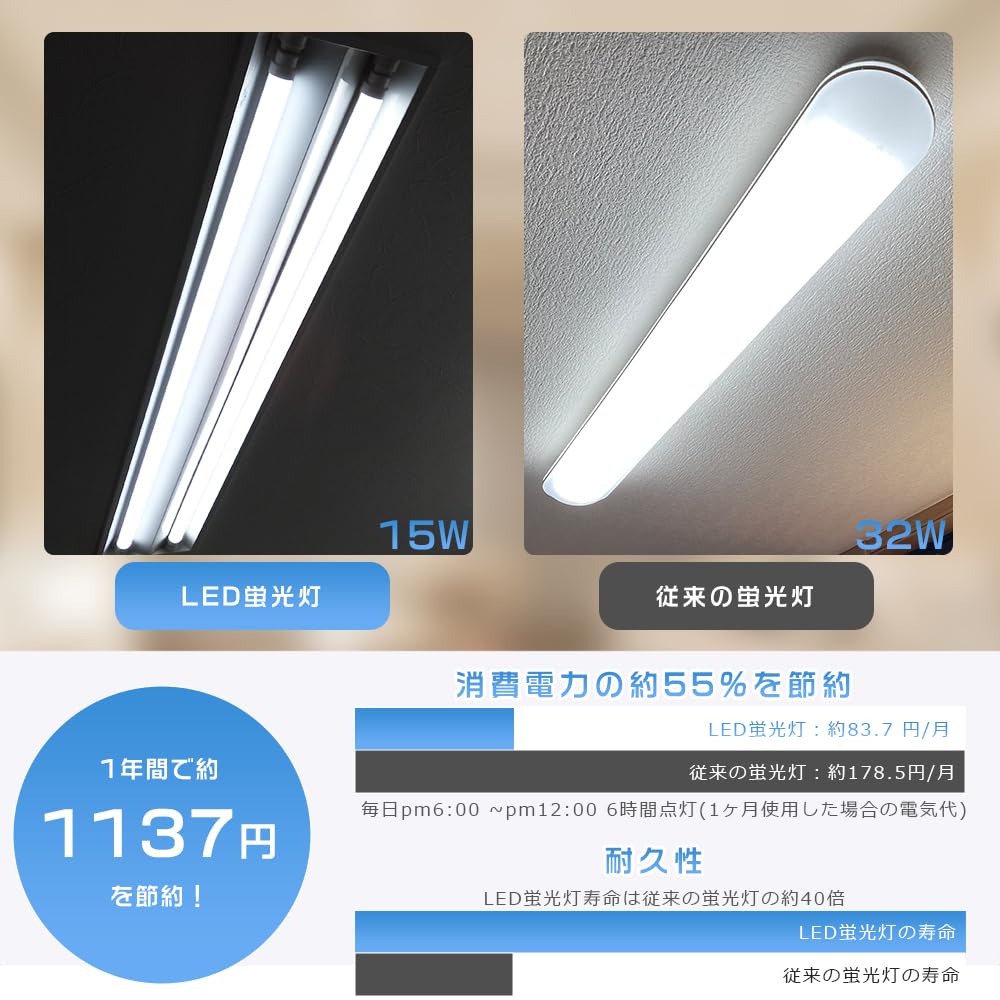Amazon | LED蛍光灯 32W形 直管 83cm 830mm ラピッド インバーター式
