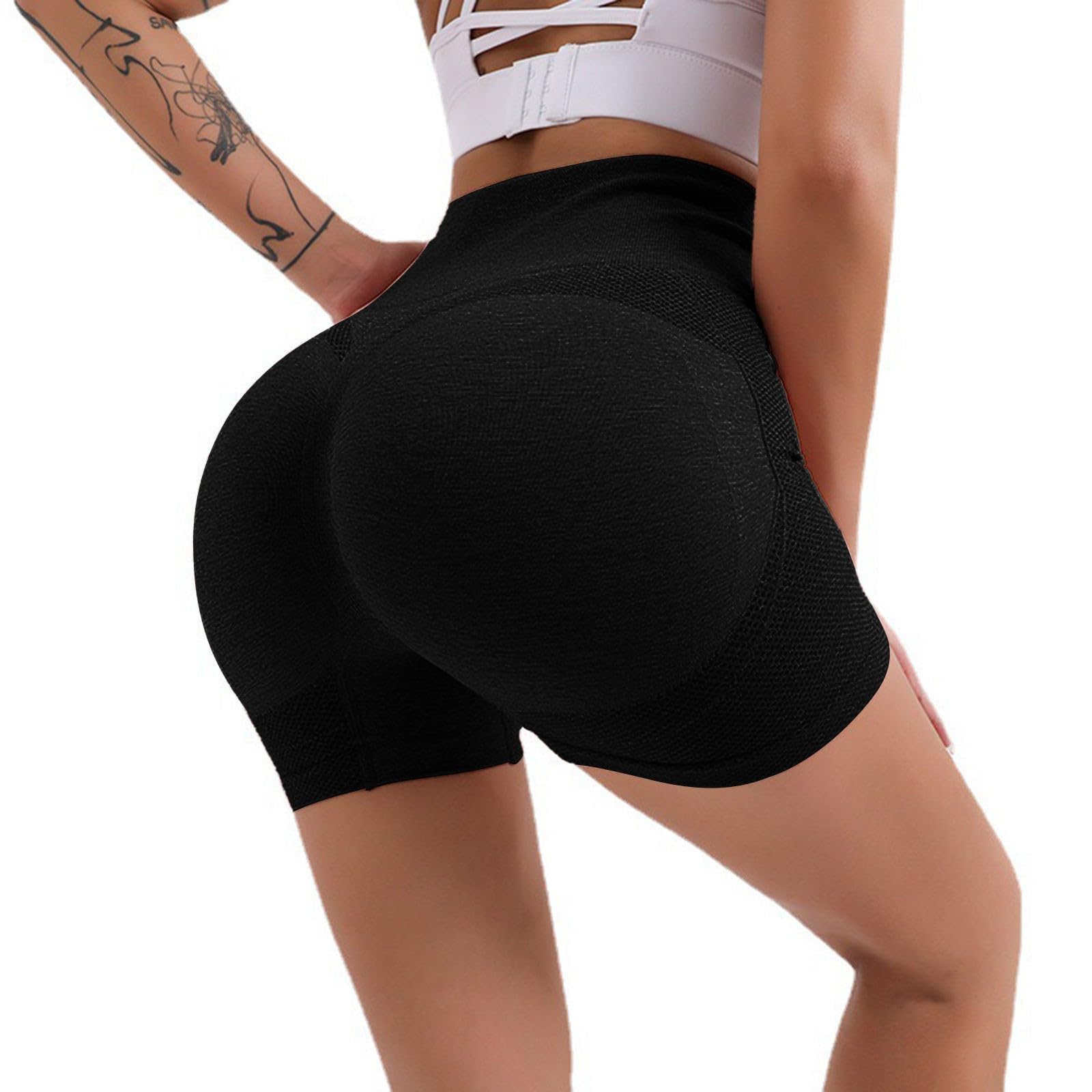 MuyiseHigh Waist Biker Shorts for Women Scrunch Butt Lifting Tummy Control Fitness Athletic Workout Running Yoga Gym Shorts