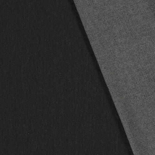 Generisch Jeansstoff Meterware vorgewaschen - Schwerer Jeans Stoff - robuster Denim blau- Jeanshose nähen, Jeansjacke, Latzhose *Ab 50cm, Farbe: 069 schwarz