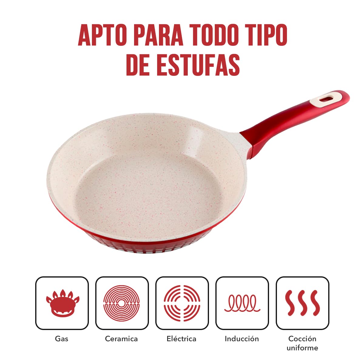 Non-Stick Cookware Set, Marble, 13Pieces, Red, Kochstelle