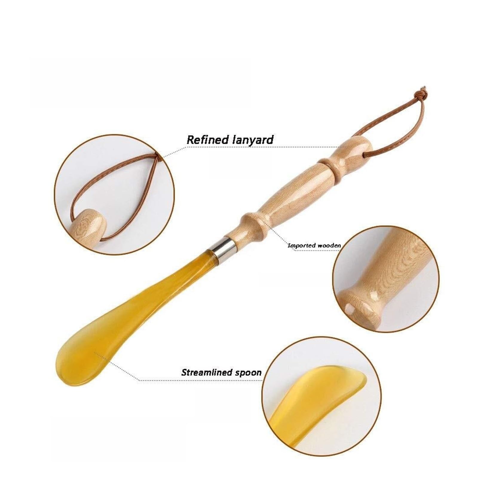 Cuernos para Zapatos Hechos de Mango de Madera Fino, Calzador Que se Puede Colgar, Cabeza de plástico, Zapatos Viejos sin Zapatos, Extractor de Longitud Derecha resbaladiza