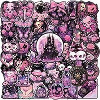 Gothic Stickers 50PCS Skull Stickers Waterproof Vinyl Aesthetic Goth Book Stickers for Kindle Scrapbook Stickers Gothic Y2k Stickers Romantic Pink Stickers for Kindle Luggage Laptop Water Bottles