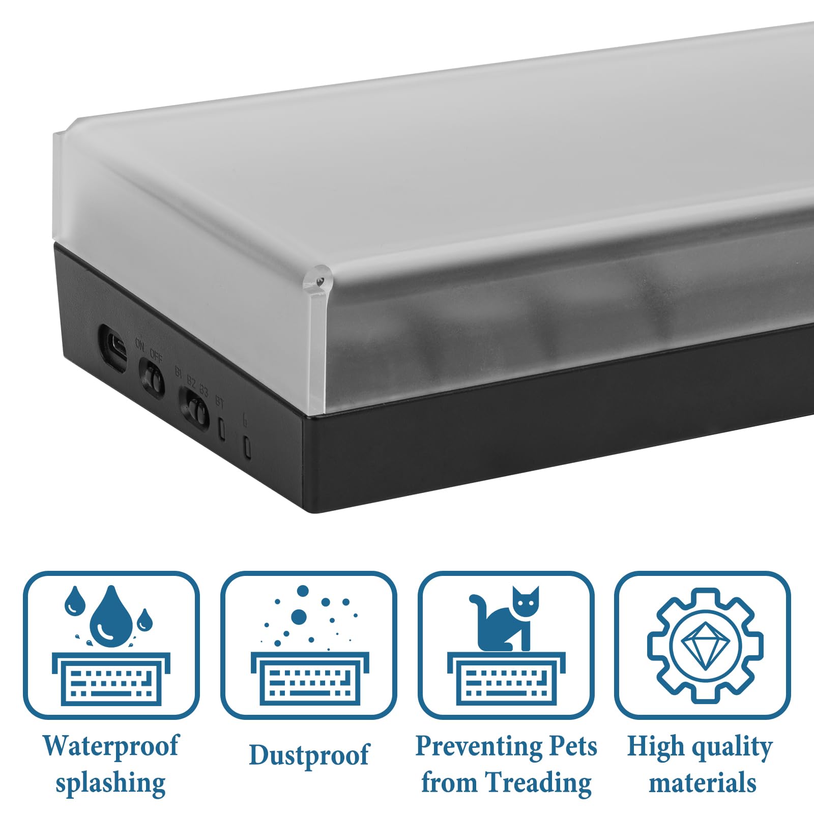 Geekria Premium Acrylic Keyboard Dust Cover for 60% Compact 61 Keys Keyboard Compatible with RK Royal KLUDGE RK61, Razer Huntsman Mini 60% Gaming Keyboard