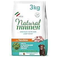 Natural Trainer Ideal Weight Medium&Maxi Cibo per Cani Adulti Light in fat con Tacchino