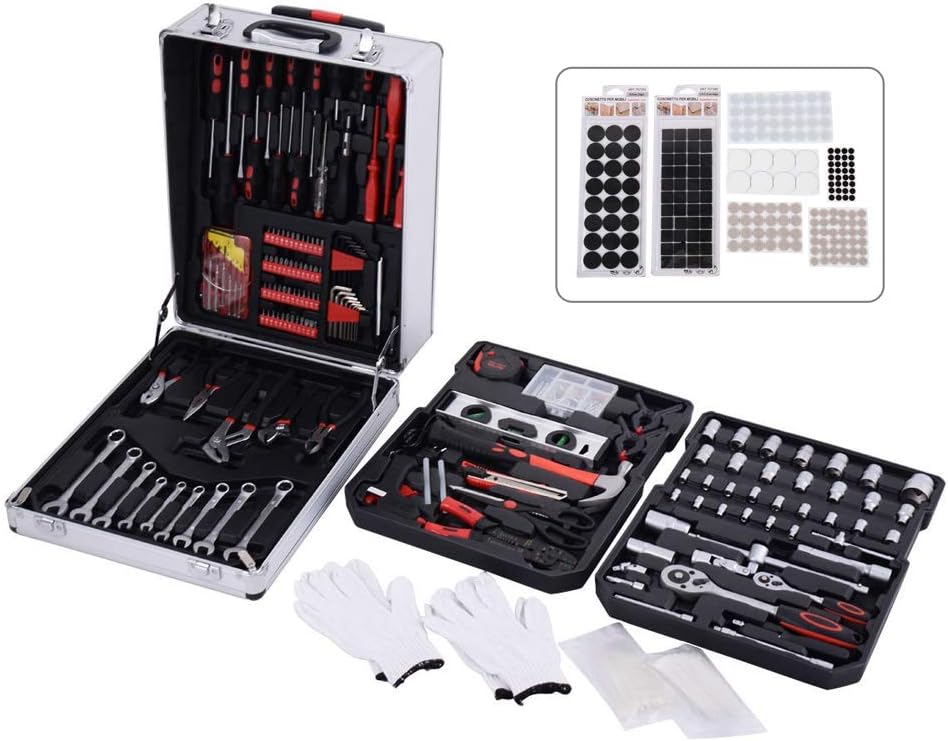 TUFFIOM Tool Box with Tools 1199 Pieces Household Tool Set with Aluminum Trolley Case, Auto Repair Tool Kit Toolbox and Wheels - - 