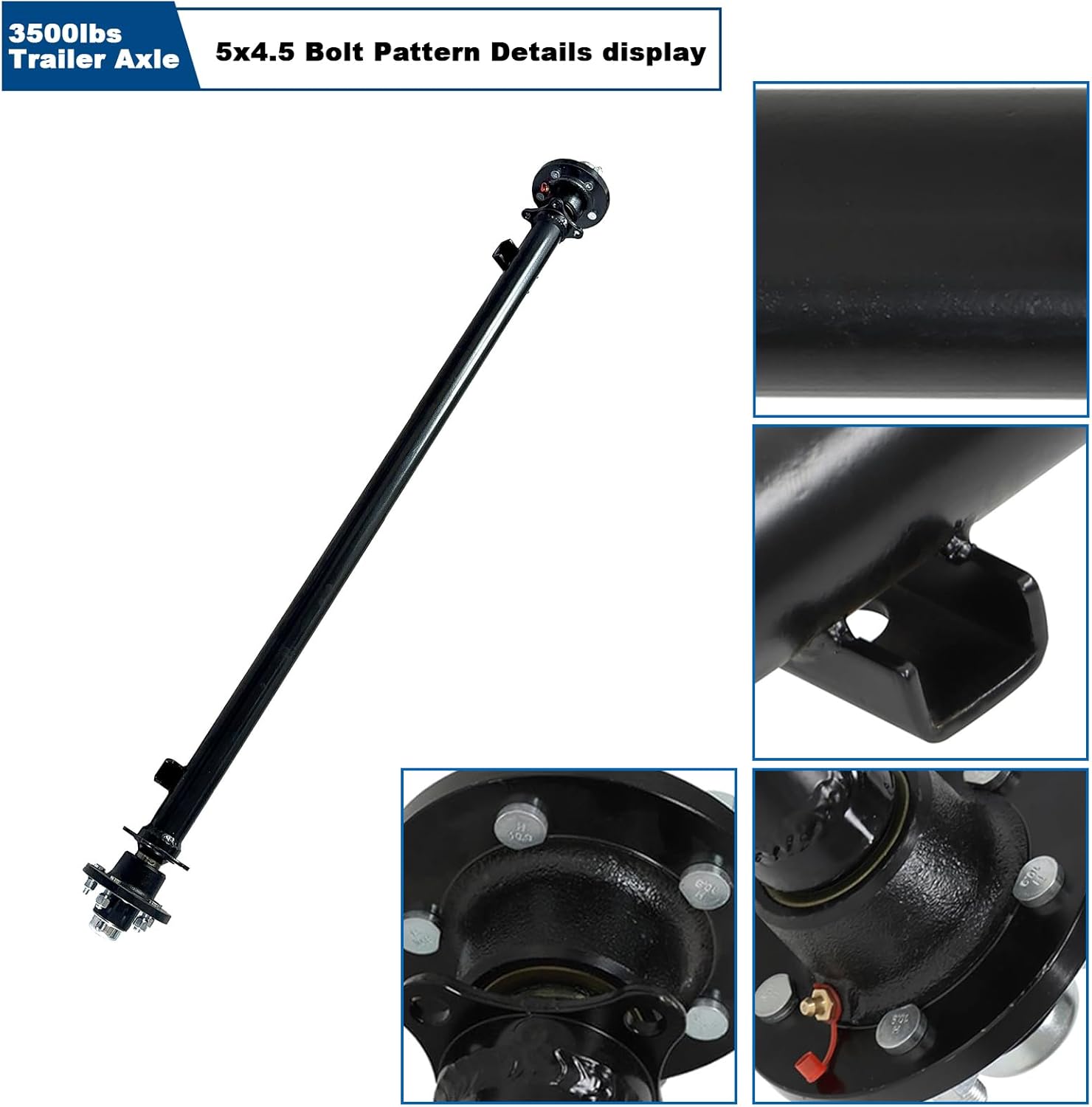3500lbs Trailer Axle 5x4.5 Bolt Pattern 77.56in HubFace 65.36in Spring Center for Different Trailers (77.56/65.36)