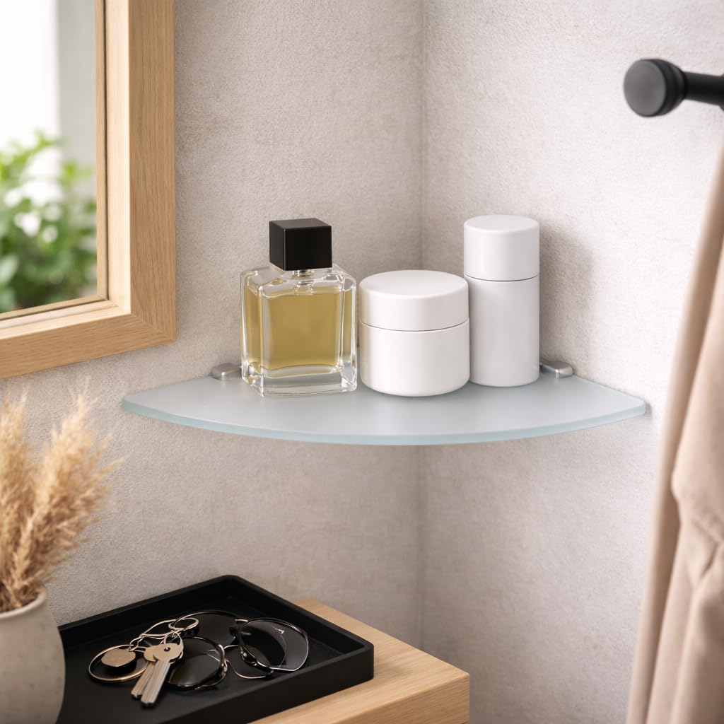 Mensola da parete in vetro di sicurezza 6 mm bianco satinato 35 x 35 cm