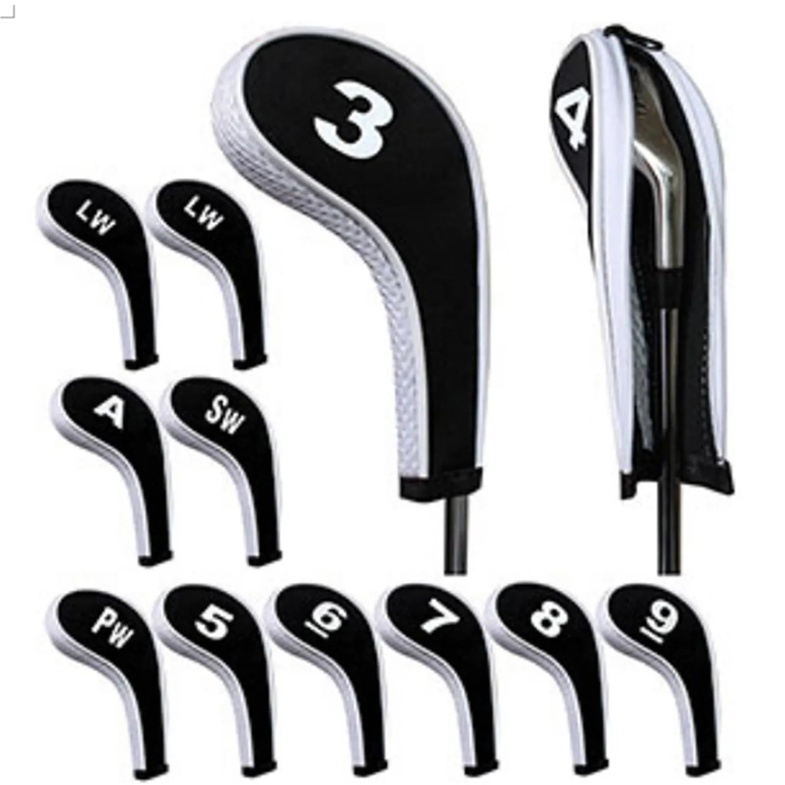 Fundas de hierro para cabeza de palo de golf, con cremallera, para todos los palos de golf y conductores (C)