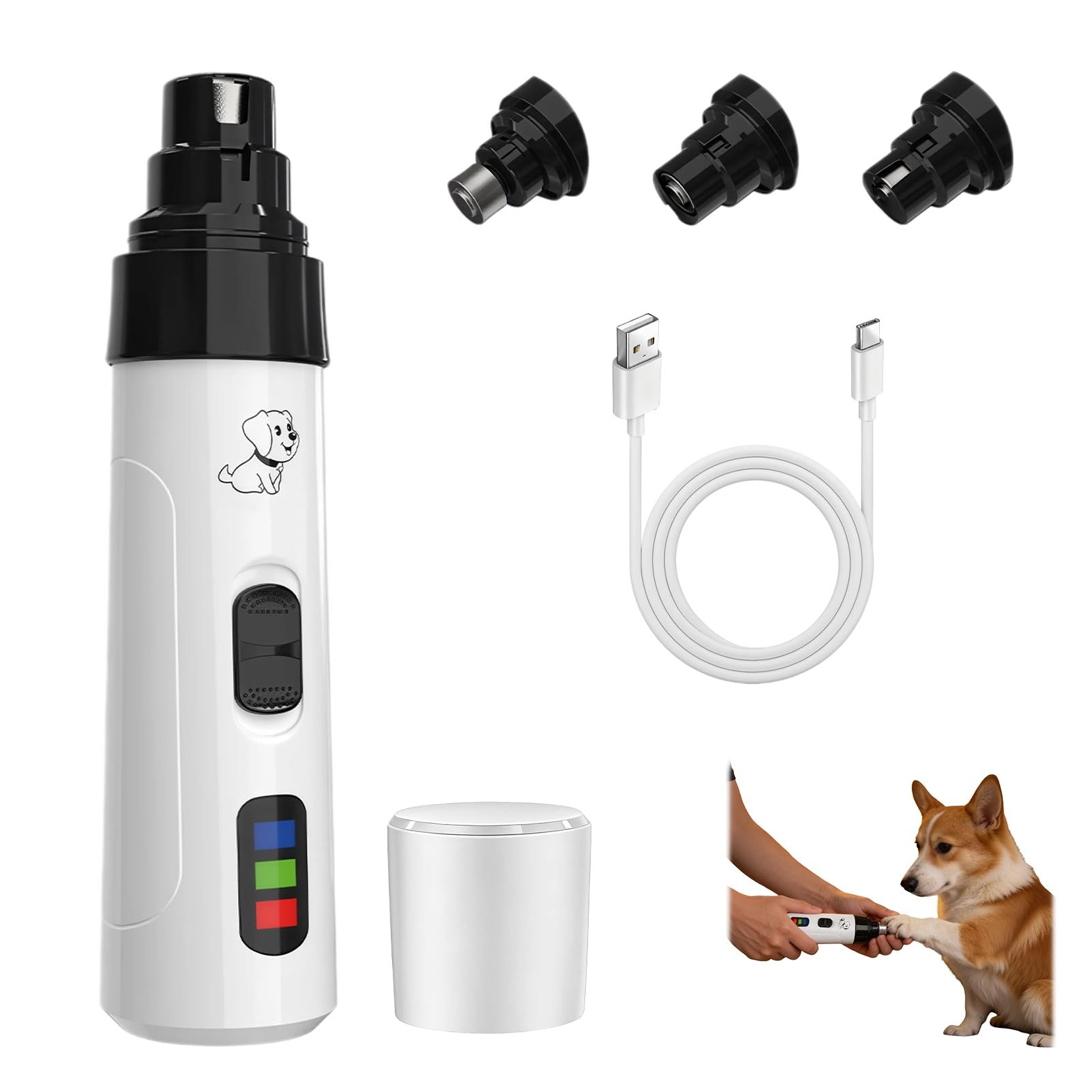 Apcodino Dog Nail Grinder 2 Speed Nail Grinder for Dogs Claws