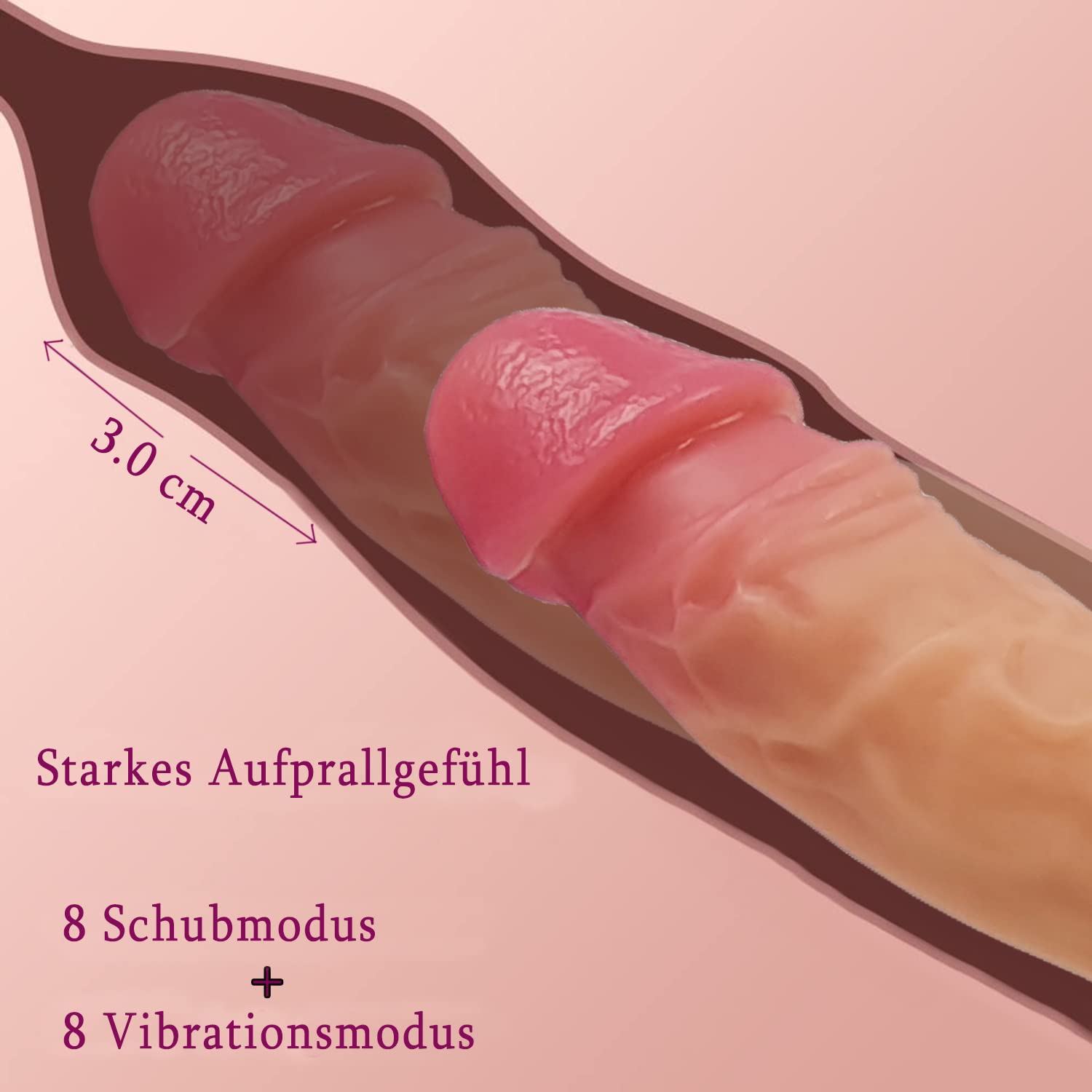 La máquina sexual Vibrador Dillo realista con función de empuje, el Vibrador anal 10 modo de vibración modo telescópico, juguete de control remoto dillos de silicona, con ventosas