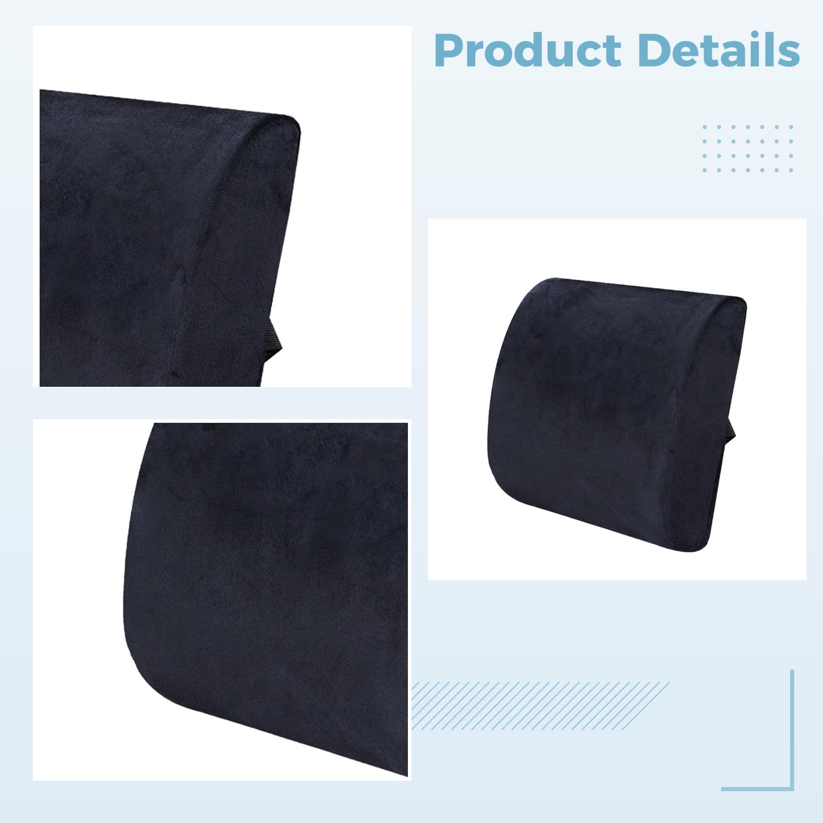 Générique Coussin de Soutien Lombaire en Mousse à mémoire de Forme, Coussin de Dossier à Rebond Lent pour Chaise, Forme étudiée Sensible à la température, pour Bureau, Voiture, Maison, 32 x 30 x 9 cm