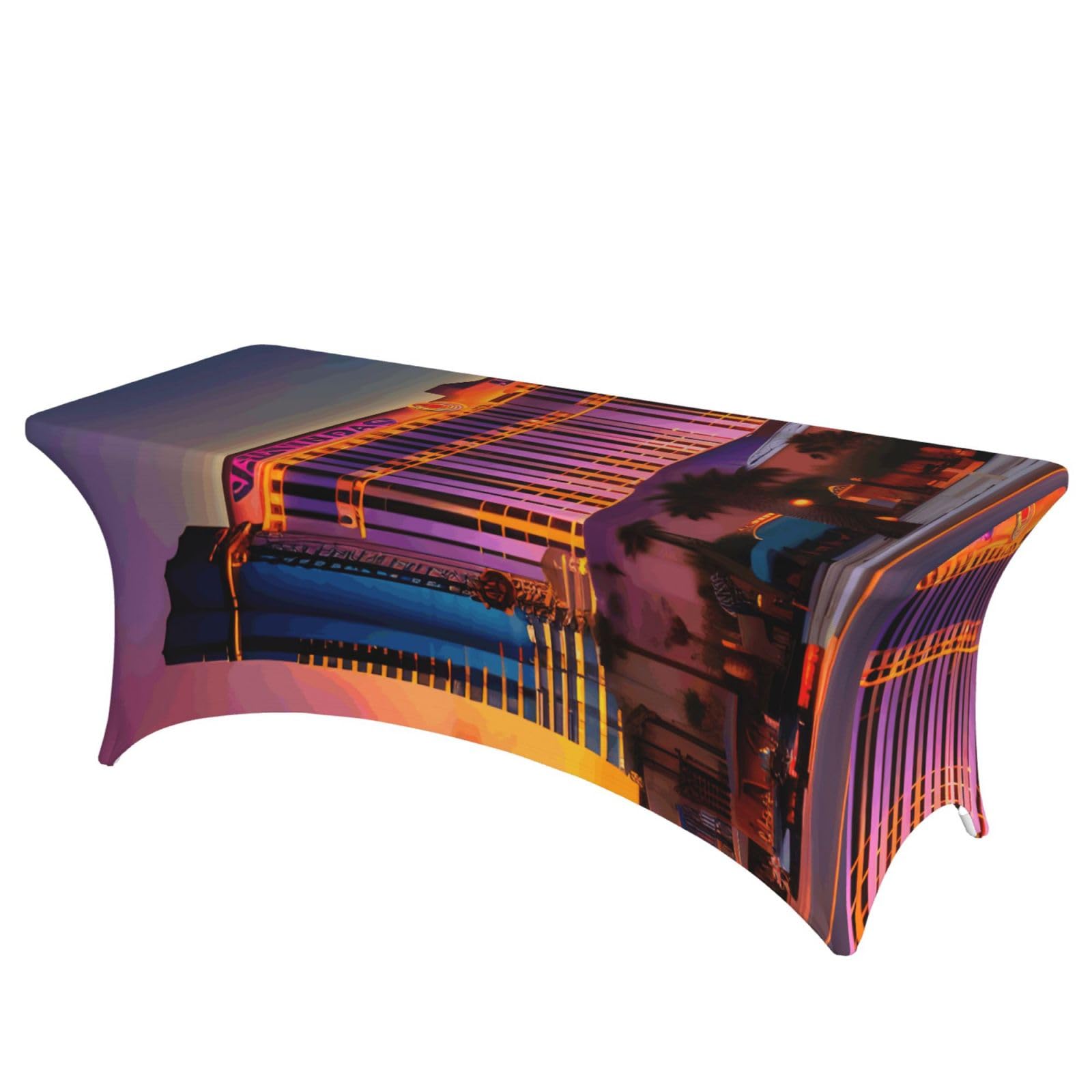 AYYQWE Las Vegas Sunset 1 Print Elastic Rectangular Tablecloth For Banquet Outdoor Picnics Office Table Cover