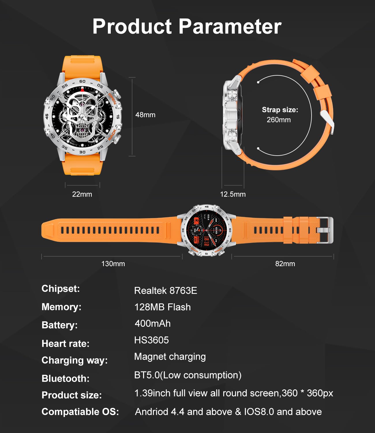 LIGE Montre Connectée Homme 1,39'' Smartwatch Appel Bluetooth Assistant Vocal Santé Fréquence Cardiaque SpO2 Suivi Activité Modes Sportifs Android iOS